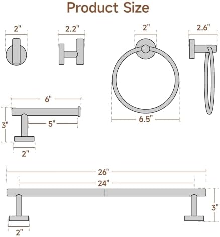 Modern 24-Inch Matte Black Bath Towel Bar Set