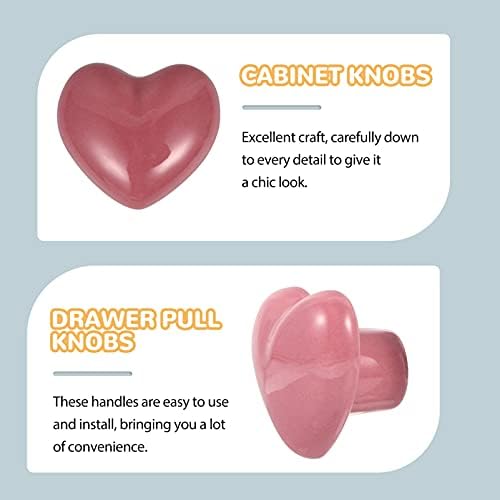 Kisangel 10PCS Pink Heart-Shaped Crystal Cabinet Drawer Pulls