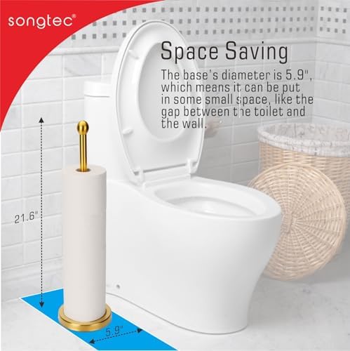 Songtec Gold Toilet Paper Holder Stand with Reserve