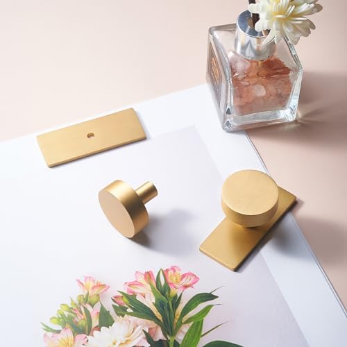 Brass Cabinet Knobs - Modern Brushed Gold Hardware for Dresser Drawer Bedroom Kitchen