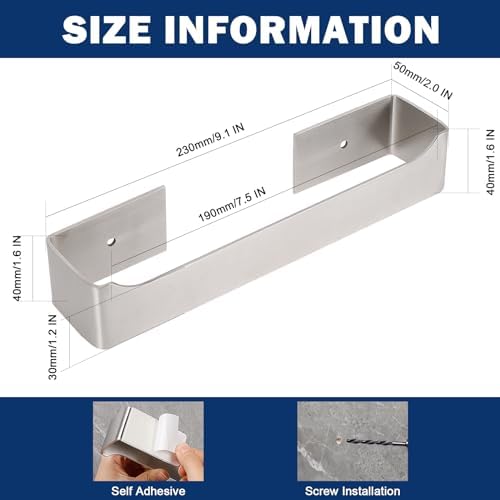 NearMoon Self-Adhesive Hand Towel Holder Stainless Steel Rustproof Stick-On Towel Rack for Bathroom Kitchen