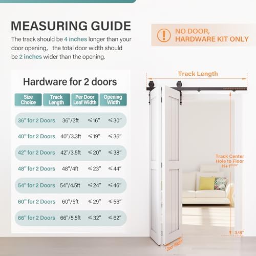 WINSOON 36 Bifold Barn Door Kit with Smooth Performance