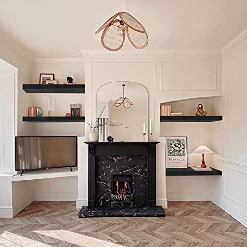 QEEIG 24-inch Wall Shelves Set of 2 Black 24 x 9 inch