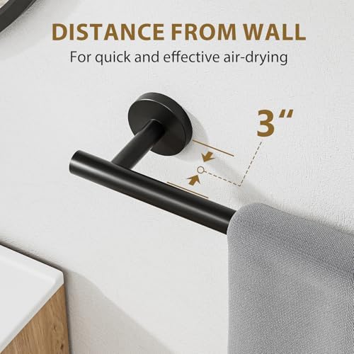 Matte Black Towel Rack 24 Hanging Stainless Steel Modern Bathroom Decor