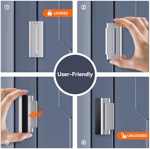 Eoleyiz2Pcs Door Reinforcement Locks 800lbs Childproof Aluminum Door Security Silver