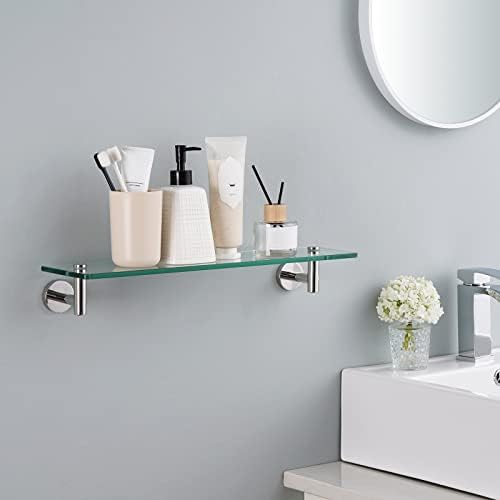 Sturdy 8mm tempered glass shelf for bathroom with rustproof bracket