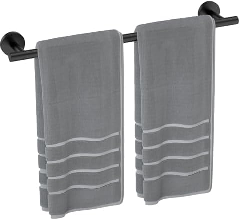 Matte Black Towel Rack 24 Hanging Stainless Steel Modern Bathroom Decor