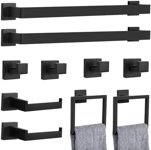 Matte Black Bath Towel Bar Set
