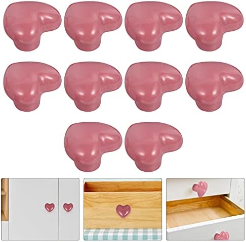 Kisangel 10PCS Pink Heart-Shaped Crystal Cabinet Drawer Pulls