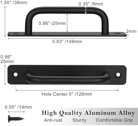 4-Piece Black Barn Door Handles Set Modern aluminium Door Pull for PocketBifold Closet Doors