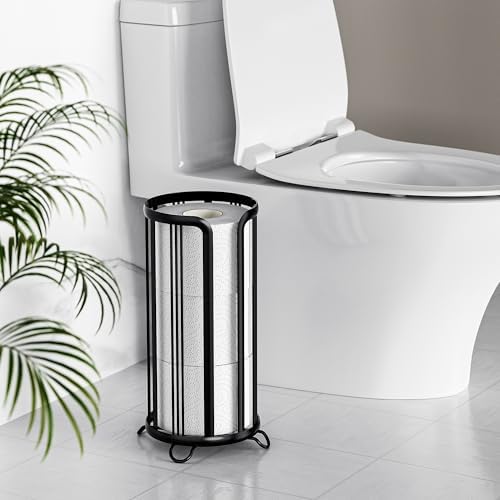 Epicano Toilet Paper Holder Stand Space-Saving Mega Roll Organizer Black
