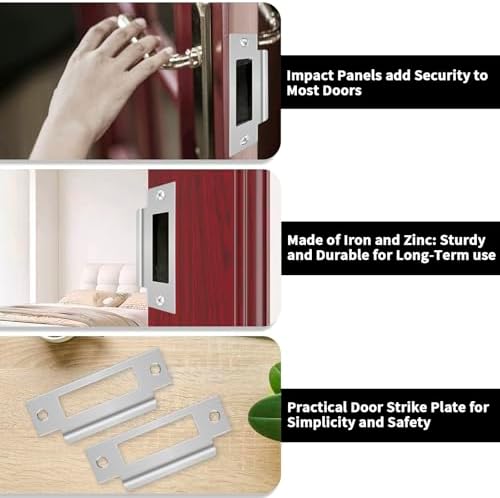 3-Piece Door Strike Plate Set 4-78 Inch Universal Deadbolt Replacement