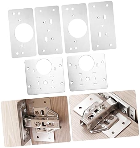 KONTONTY 3 Pack Stainless Steel Repair Plate for Cabinet Hinge Mending Kit Easy Install Sturdy