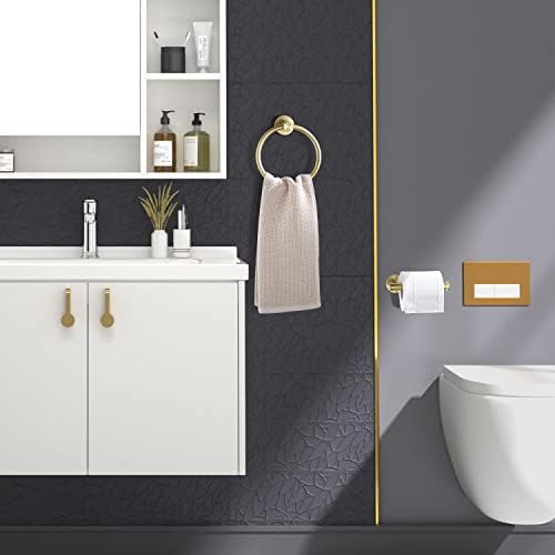 Toilet Paper Holder Set Gold Brushed Stainless Steel Wall-Mounted 2-Piece