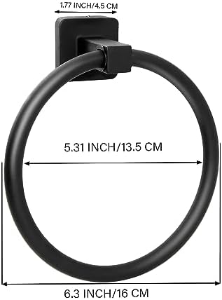 ZGELIN Towel Holder Durable Stainless Steel Bath Kitchen Towel Ring Matte Black Finish