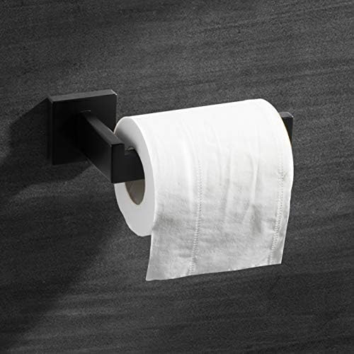 HITSLAM Matte Black Toilet Paper Holder Wall-Mounted 304 Stainless Steel Roll Holder with Slot Design