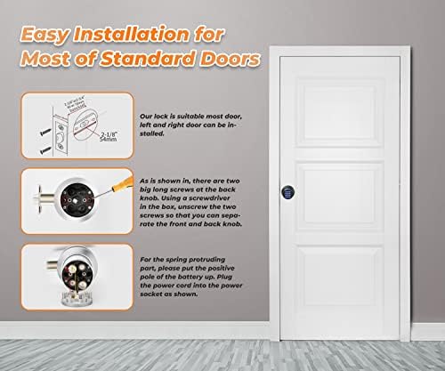 Waterproof Door Knob Lock with Anti-Slip Handle for Home Office