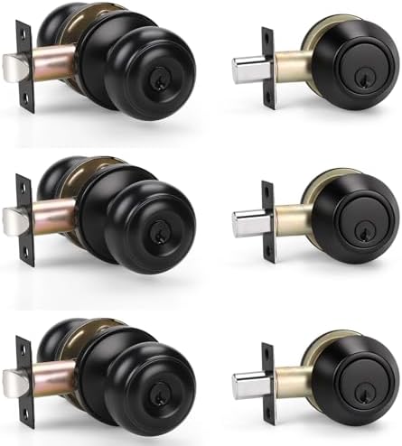 3-Piece Door Knob and Deadbolt Set with Keyed Entry