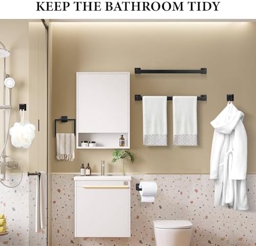 Matte Black Bath Towel Bar Set