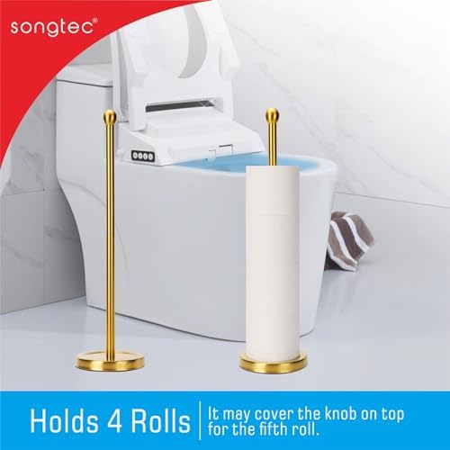 Songtec Gold Toilet Paper Holder Stand with Reserve