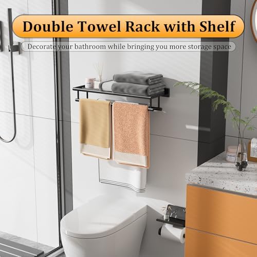 Alise Premium Stainless Steel Towel Rack Double Towel Bars 24 Inch Matte Black