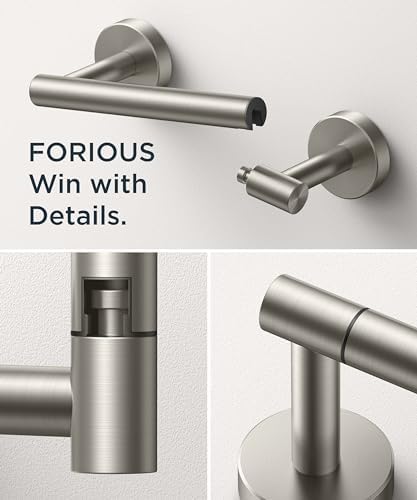 FORIOUS Wall Mount Toilet Paper Holder Stainless Steel Double Post Pivoting Design