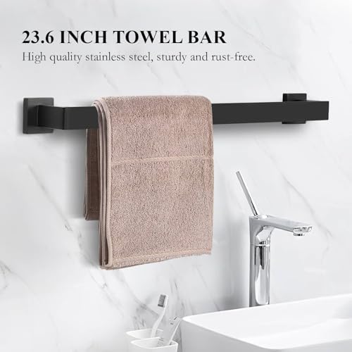 Matte Black Bath Towel Bar Set