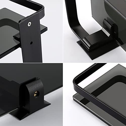 KES 2-Tier Black Tempered Glass Shower Shelf Double Wall-Mounted