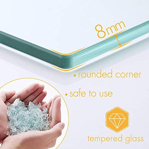Kes Bathroom Glass Shelf Extra Thick Tempered Glass Organizer Shelf for Kids Safe Durable
