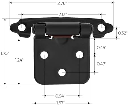Ravinte 12 Overlay Cabinet Hinges Black Set with Door Bumpers