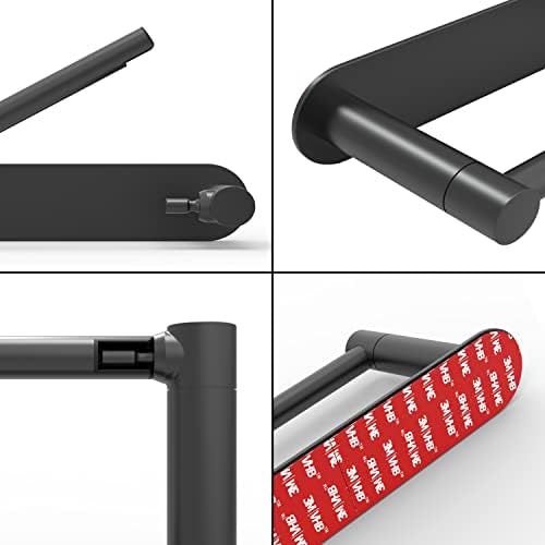 No Drilling Double-Post Pivoting Rust-Resistant Matte Black Toilet Paper Holder