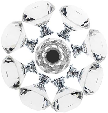 YourGift 12-Piece Crystal Shaped Knobs for Cabinets Silver