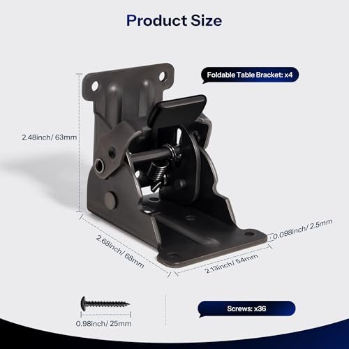 4 Pack Folding Table Hinges Black Bronze Finish