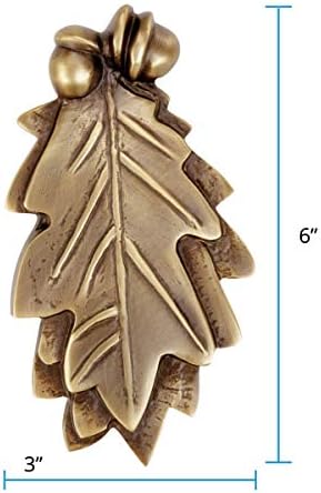 Antique Brass Oak Leaf Front Door Knockers with Mounting Hardware - Heavy Duty Door Hardware