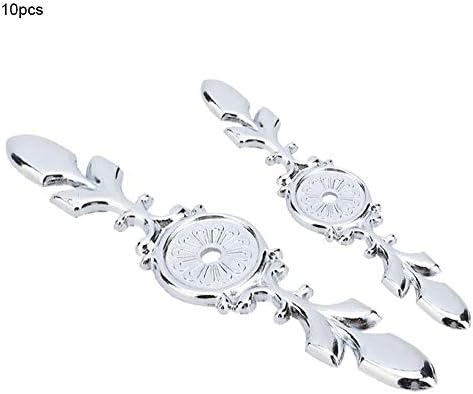 10Pcs Retro Zinc Alloy Cabinet Handle Back Plate Silver