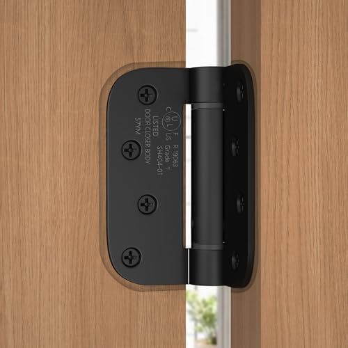 Haidms 3-Piece Set Self-Closing Door Hinges with Adjustable Tension 4inch Black Spring Hinge for Heavy-Duty Doors