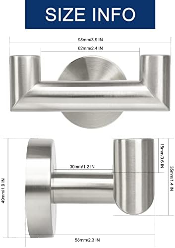 NearMoon Double Towel Hook Stainless Steel 2-Pack