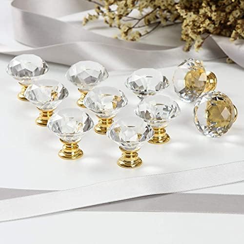 CZC HOME 10PCS Crystal Glass Pull Handle Knobs 118 In 30mm Durable