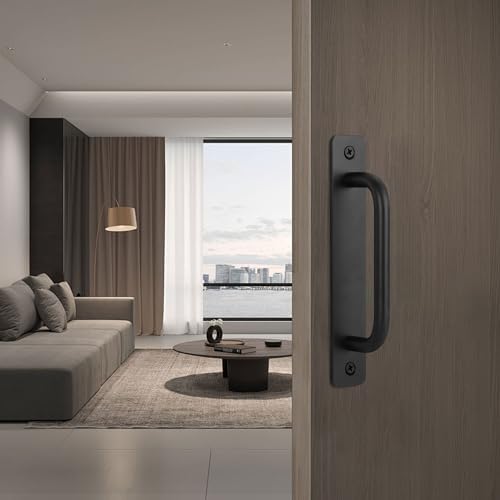 4-Piece Black Barn Door Handles Set Modern aluminium Door Pull for PocketBifold Closet Doors