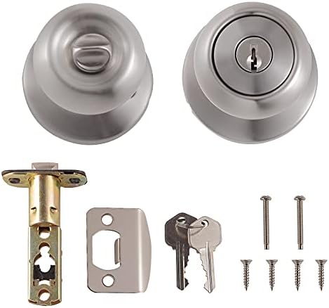 Amazon Basics exterior door knob with lock elegant and durable