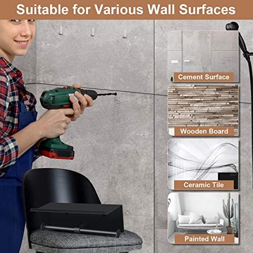 Wall-Mounted Double Roll Toilet Paper Holder Durable Design Matte Black Finish