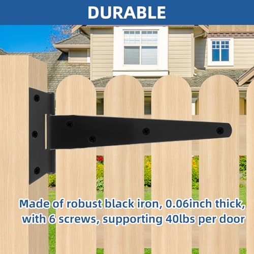 TamBee T-Strap Barn Door Hinges Heavy Duty Black Wrought