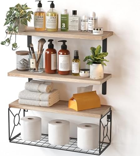 Floating Shelving Units - Bathroom Storage Solution Wall-Mounted Organization for Home
