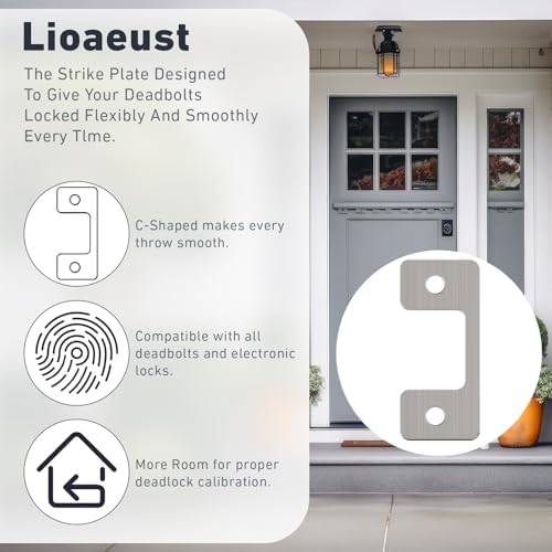 Lioaeust4Pcs Adjustable Door Strike Plates - Secure Your Exterior Doors with Your brand name Door Lock Replacement