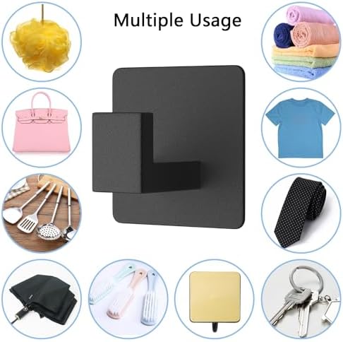 VAEHOLD Adhesive Towel Hooks Heavy Duty Wall Hook for Bathroom Kitchen Black