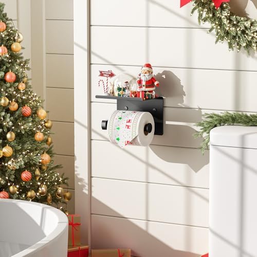 Stainless Steel Toilet Paper Holder with Phone Shelf Rustproof Modern Design