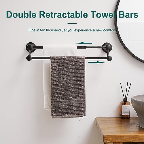 Hoimpro Adjustable Retractable Stainless Steel Towel Bar 15-27 Inches Oil Rubbed Bronze