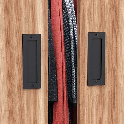6 Rustic Door Pulls Set - Matte Black 2 Pack