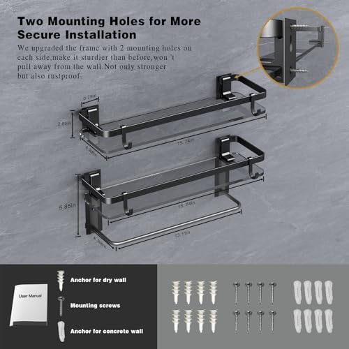 VOLPONE Black Tempered Glass Shelves
