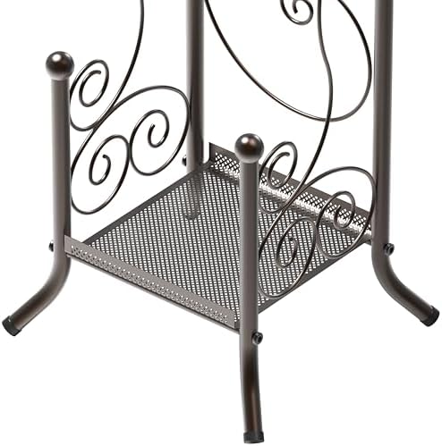 Simple Houseware English Style Bathroom Toilet Tissue Roll Holder Stand with Shelf Bronze